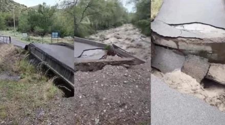 Поток воды снес мост в Каскеленском ущелье