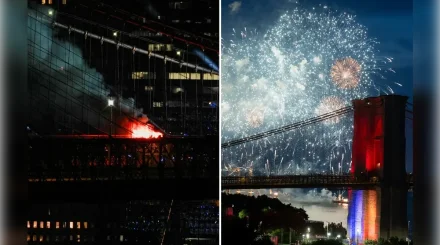 Пожар вспыхнул на Бруклинском мосту в США во время праздничного салюта