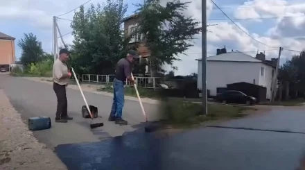 «Красили» новый асфальт к приезду акима? Видео разлетелось в Сети