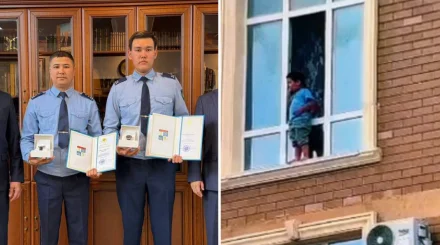  Ақтауда 10-қабаттың терезе жақтауында тұрған баланы құтқарып қалған полицейлер марапатталды 