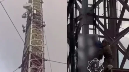 ШҚО-да телевизиялық мұнараның басына шығып алып, түсе алмай қалған екі бала құтқарылды (ВИДЕО)