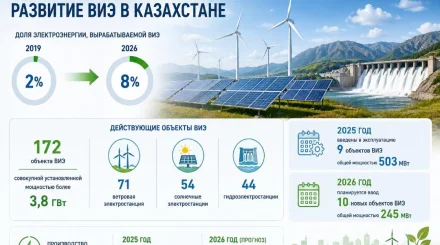 Доля ВИЭ в энергобалансе Казахстана за шесть лет выросла в 4 раза