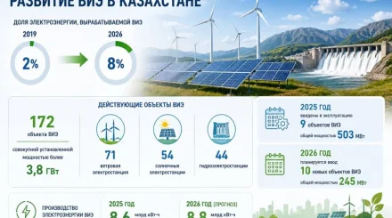 Доля ВИЭ в энергобалансе Казахстана за шесть лет выросла в 4 раза