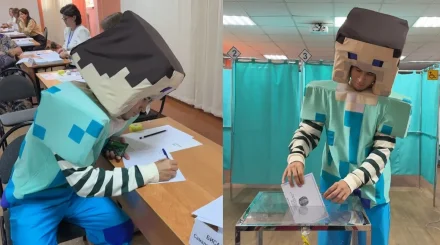 Герой Minecraft появился на избирательном участке в Уральске