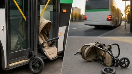 Астанада автобус есігіне қысылған арба аударылып, бала жерге құлады