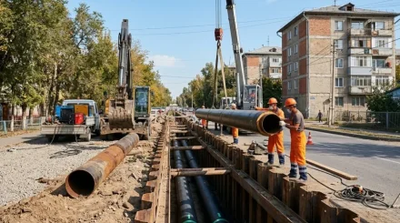 В Таразе завершается обновление изношенных теплосетей на улице Койгельды