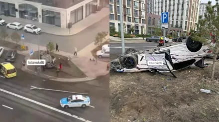 Астананың қақ ортасында аударылып жатқан BMW көлігінің видеосы тарады