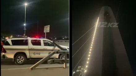 Спасатели сняли мужчину с 30-метровой дуги моста Караоткель в Астане