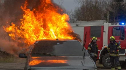 В Усть-Каменогорске загорелся легковой автомобиль