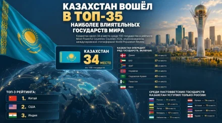 Казахстан вошёл в топ-35 наиболее влиятельных государств мира