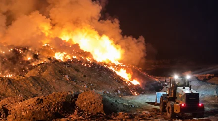 Пожар на незаконной свалке под Алматы