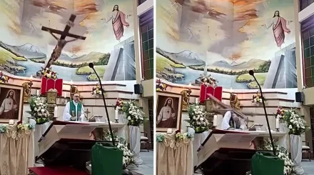 Крест сорвался во время мессы и насмерть придавил священника (ВИДЕО)
