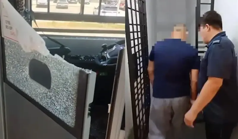 Из-за пропущенной остановки пассажир разбил стекло в автобусе в Астане (ВИДЕО)