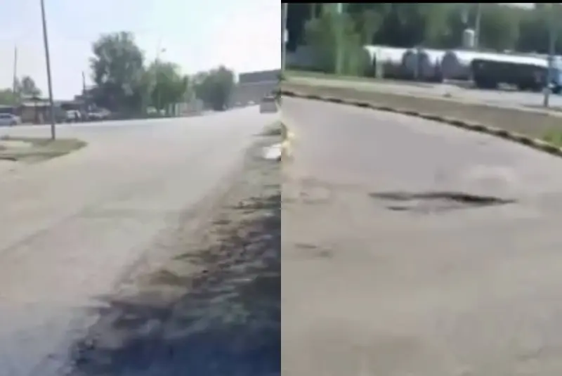 Бір жыл бойы бітелмеген шұңқыр: Семей тұрғындары әкімдіктен жолды жөндеуді талап етті
