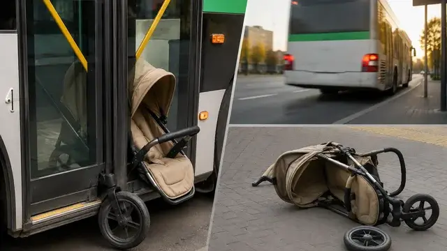Астанада автобус есігіне қысылған арба аударылып, бала жерге құлады