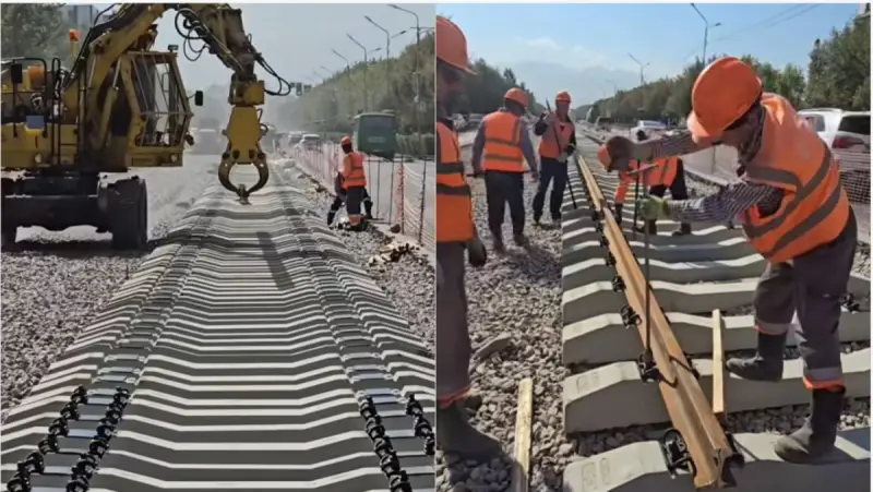 Алматыда LRT-ның алғашқы рельстер төселді