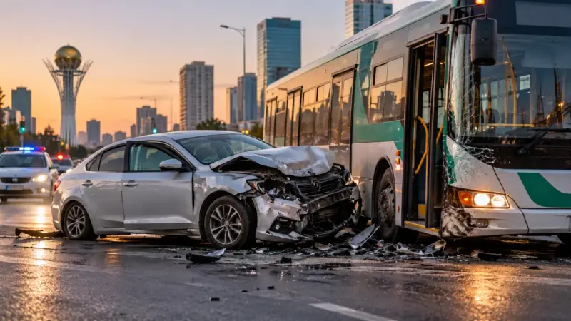 Шесть человек пострадали в жестком ДТП с автобусом в Астане