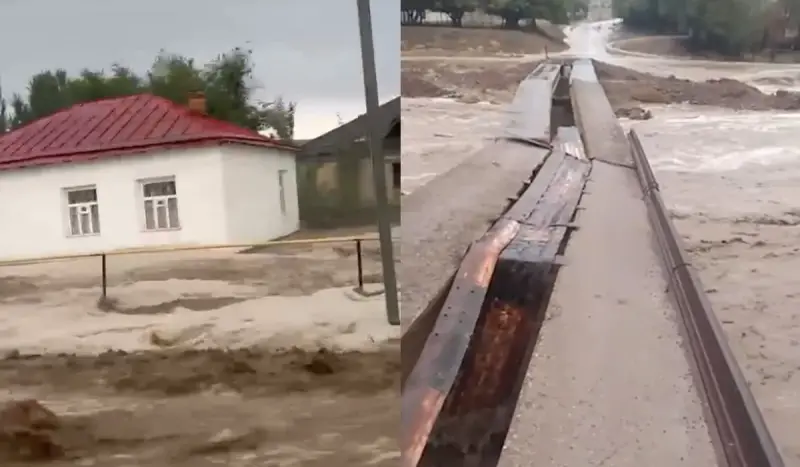 Селевые потоки обрушились на несколько сел на юге Казахстана (ВИДЕО)