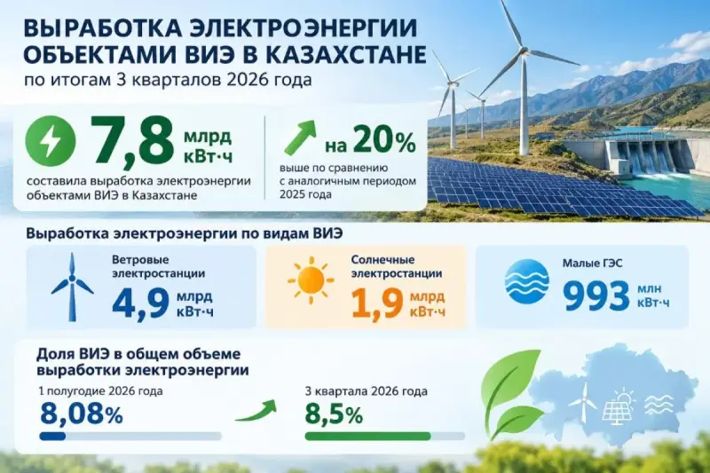 Елімізде жаңартылатын энергия көздерінің үлесі артты