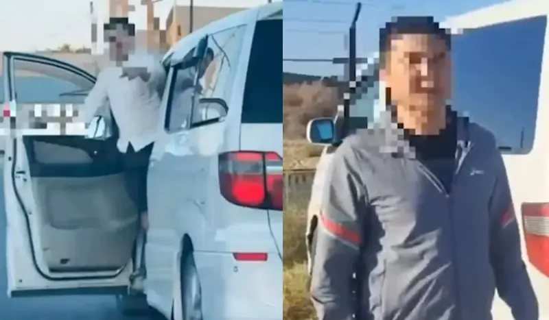 Пассажир высунулся из машины на ходу и оставил водителя без авто в Туркестанской области (ВИДЕО)