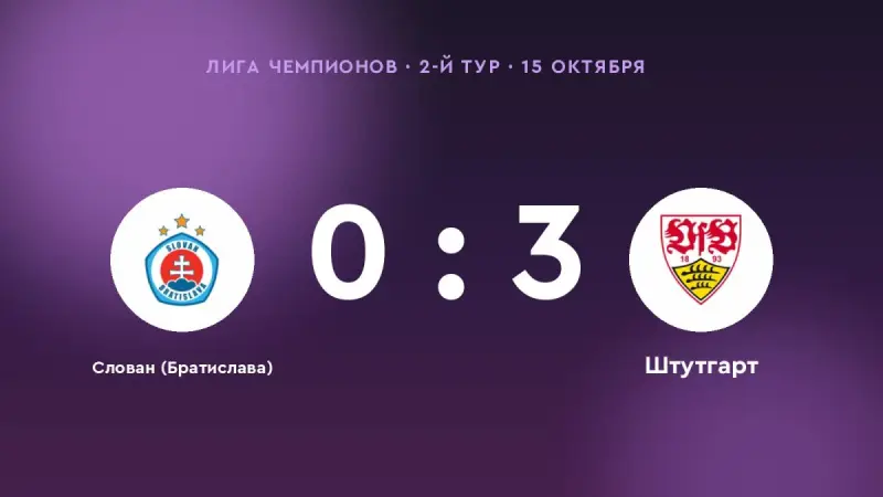 «Штутгарт» победил «Слован (Братислава)» в 2-м туре Лиги чемпионов: 3:0