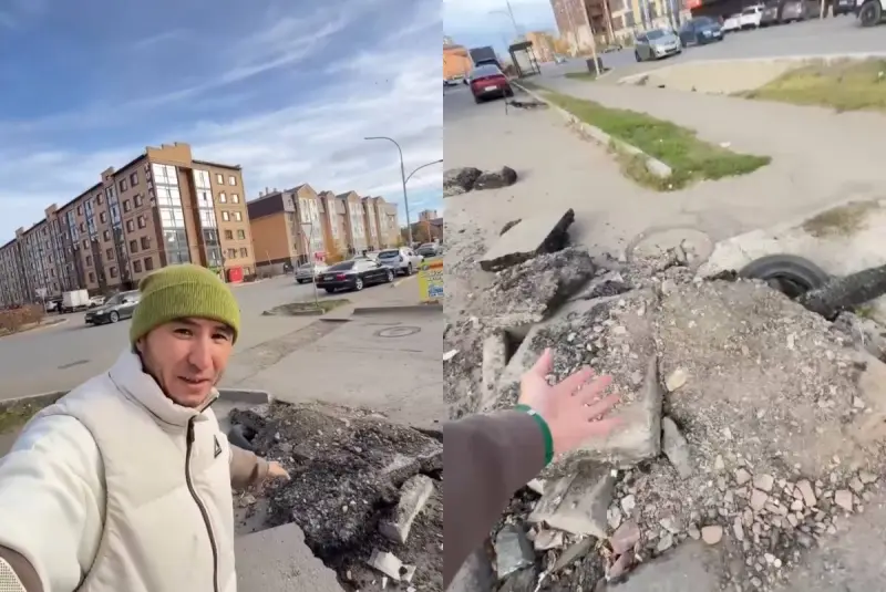 Көкшетауда жолдың ортасында бетон үйінділері жатыр: тұрғындар екі айдан бері жиналмағанын айтып шағымданды