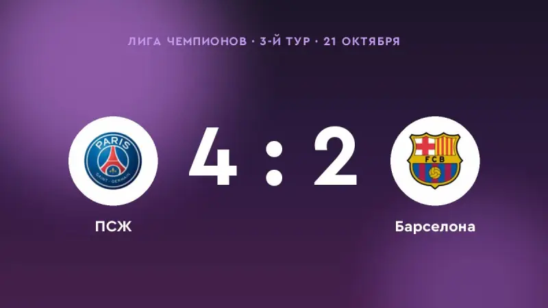 «ПСЖ» обыграл «Барселону» со счётом 4:2