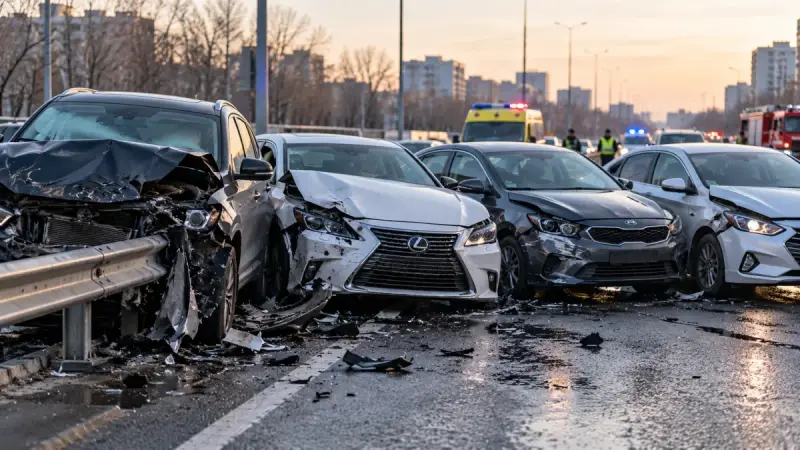 Төрт көлік бір-біріне соғылды: Қарағандыда екі адам ауруханаға түсті