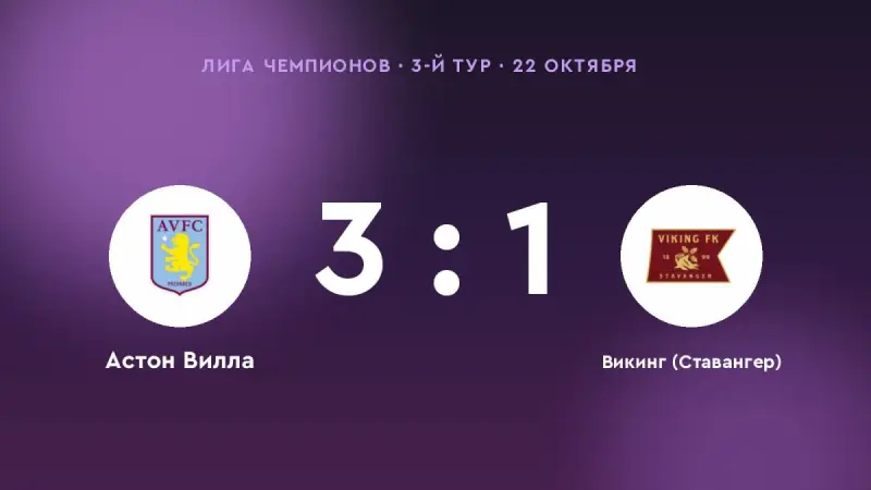 «Астон Вилла» обыграла «Викинг (Ставангер)» со счётом 3:1