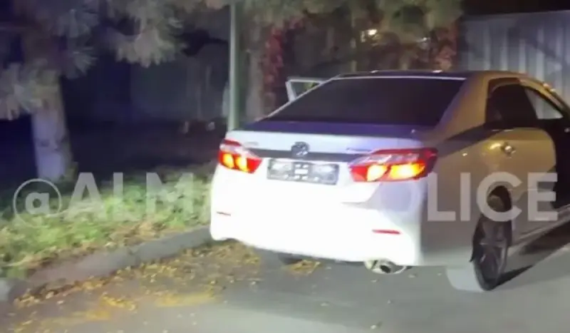 Алматыда жас жігіт түнгі уақытта көлігінің нөмірін алып тастап, полициядан қашқан (ВИДЕО)