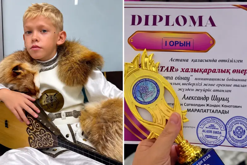 Үш жасынан домбыра тартқан неміс баласы қазақстандықтарды тәнті етті