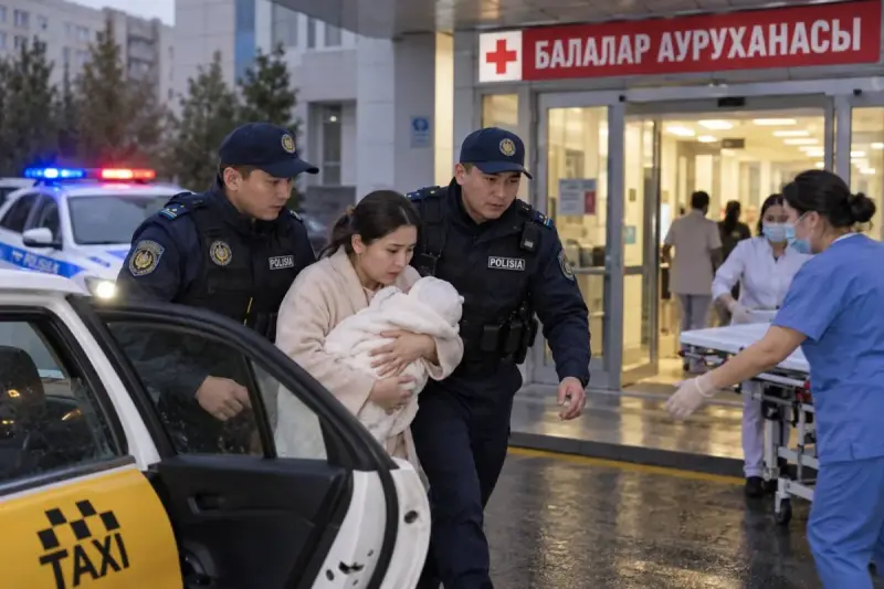 Ақтөбеде полицейлер үш айлық сәбиді ауруханаға шұғыл жеткізді