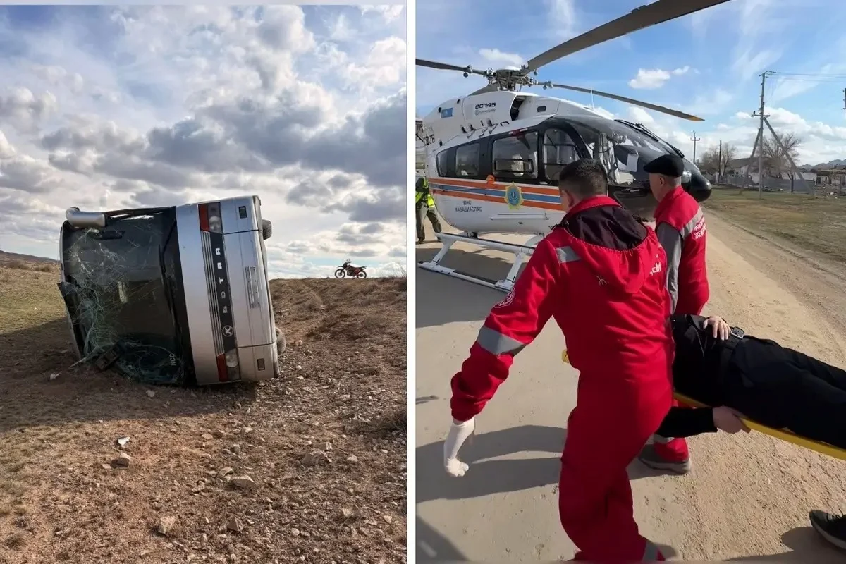 Қарағандыда вахталық автобус аударылып, 30-дан астам адам зардап шекті (ВИДЕО)