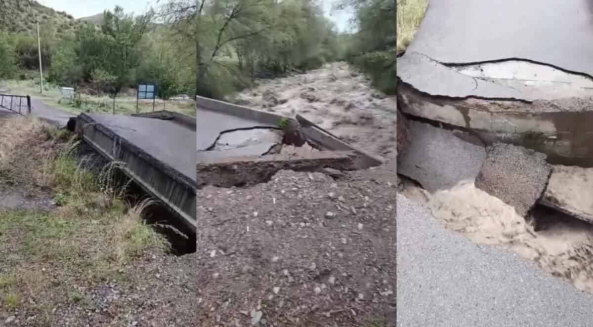 Поток воды снес мост в Каскеленском ущелье