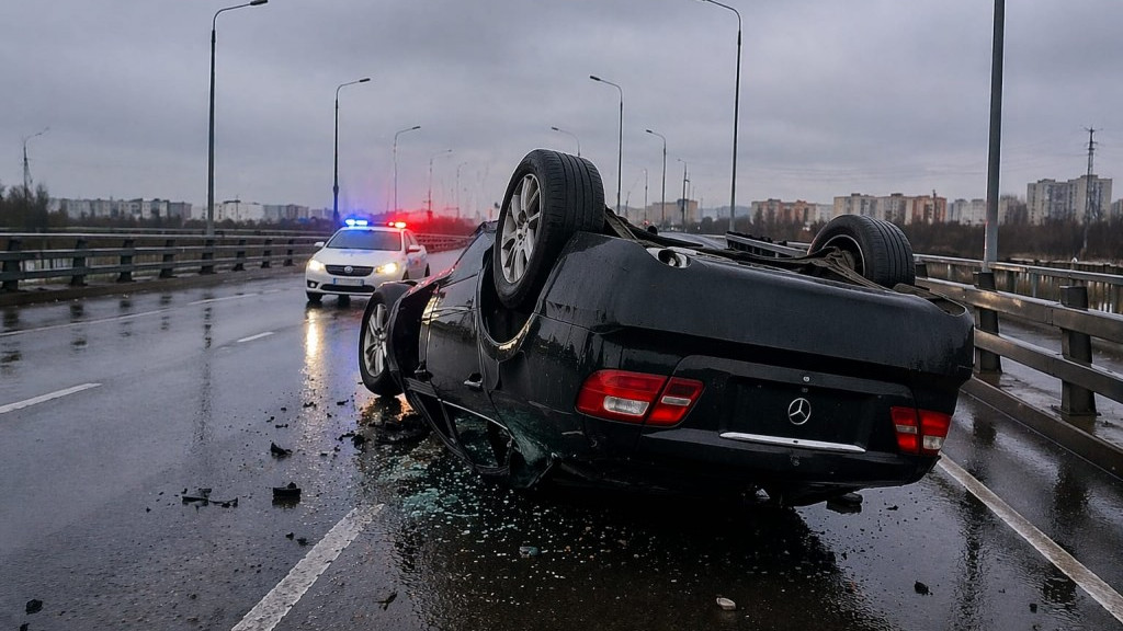 Астанада Audi көлігі аударылып қалды: Полиция жол апатының мән-жайын айтты