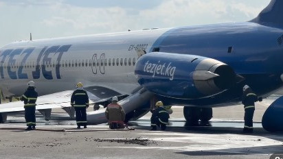 181 жолаушы болған: Қырғызстанда ұшақтың шассиі сынып, бір қанатына қарай қисайып қалды