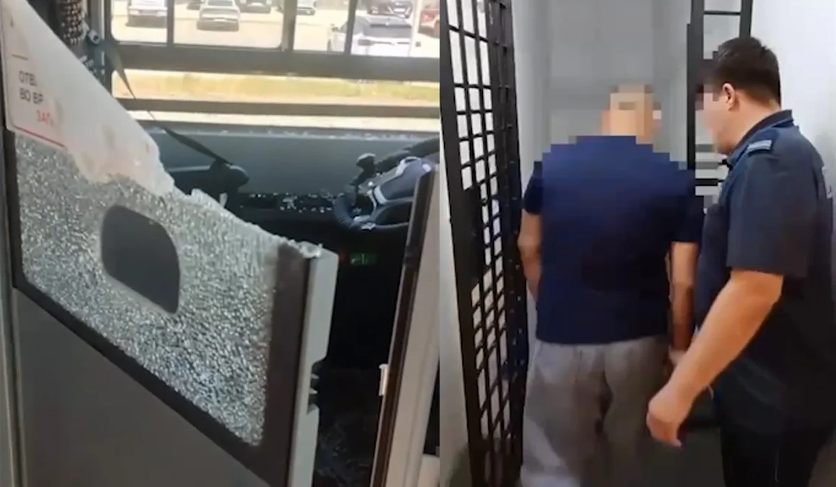 Аялдамасынан өтіп кеткен: Астанада ашуға булыққан жолаушы жүргізуші кабинасының әйнегін сындырды