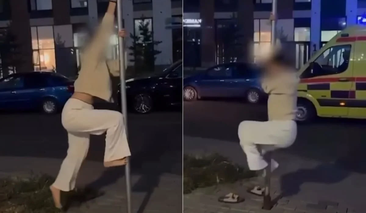 Использовала дорожный знак как пилон: астанчанку наказали за танец ради лайков (ВИДЕО)