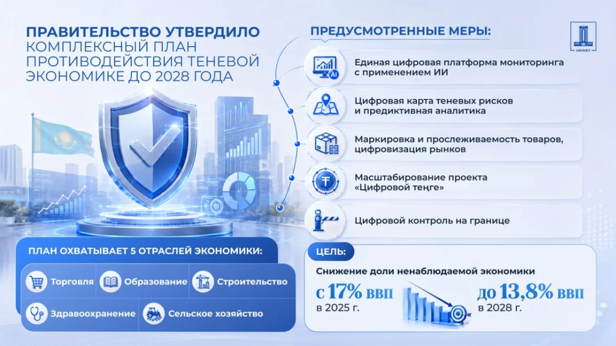 Долю теневой экономики в Казахстане намерены снизить до 13,8%