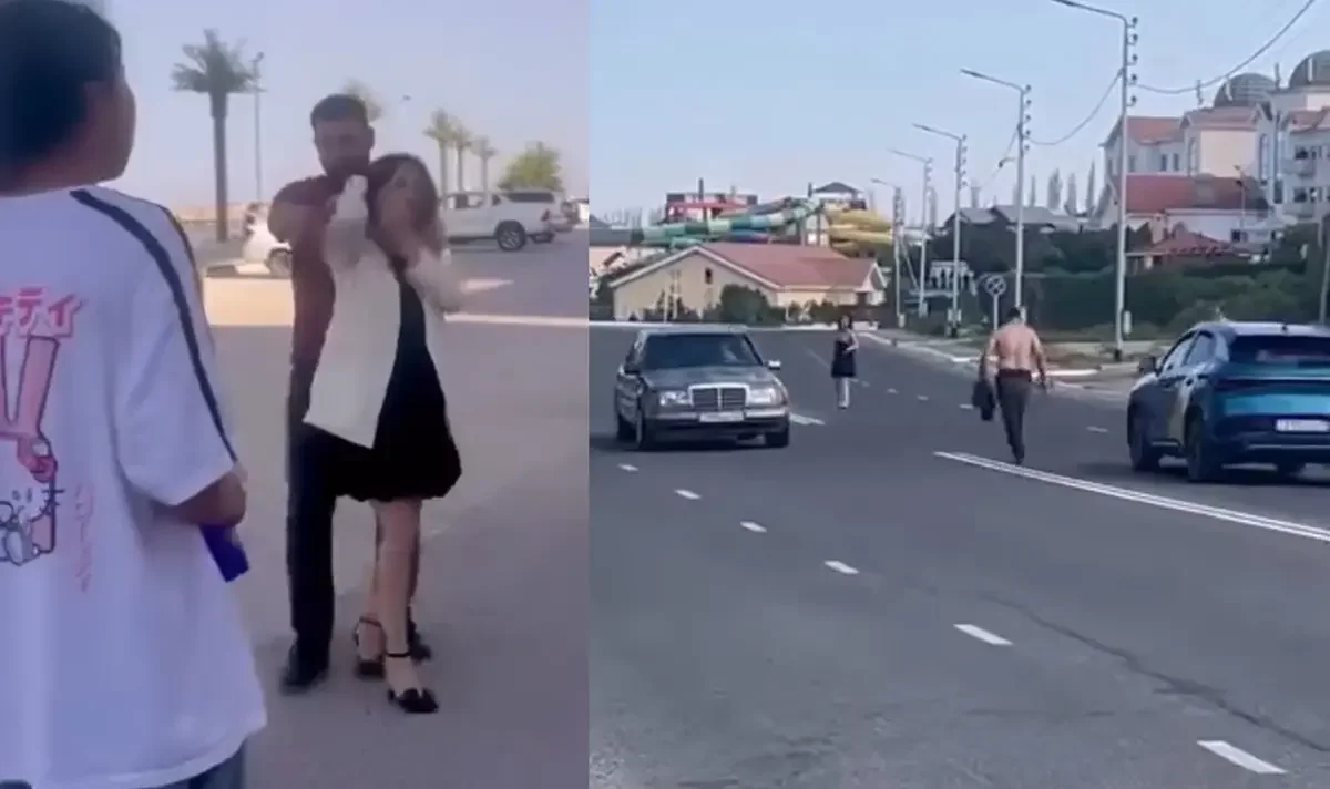 Ақтауда ер адамның қызға қатысты агрессивті әрекеті видеоға түсіп қалған (ВИДЕО)