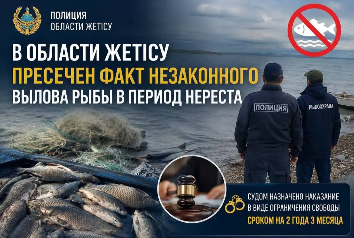 Жетісу облысында уылдырық шашу кезеңінде заңсыз балық аулау дерегі анықталды