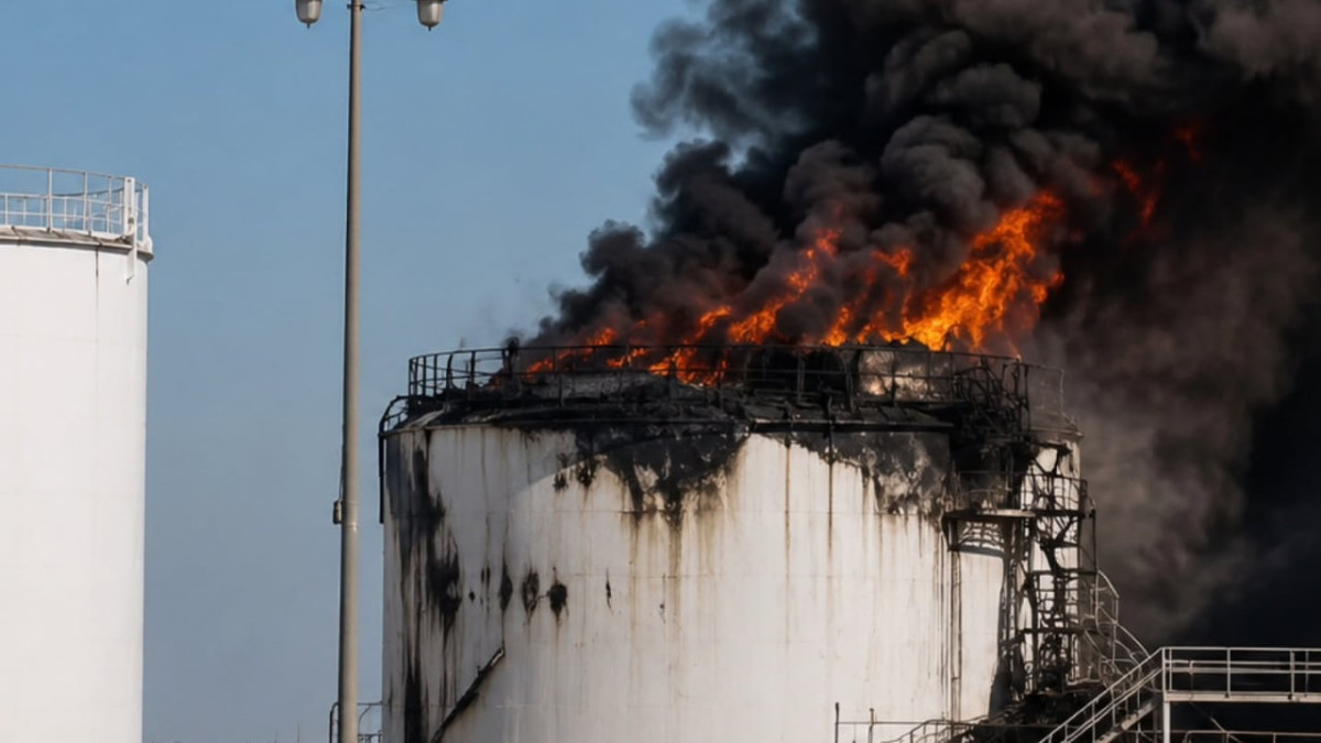 На нефтяном месторождении в Мангистау произошло возгорание при очистке резервуара