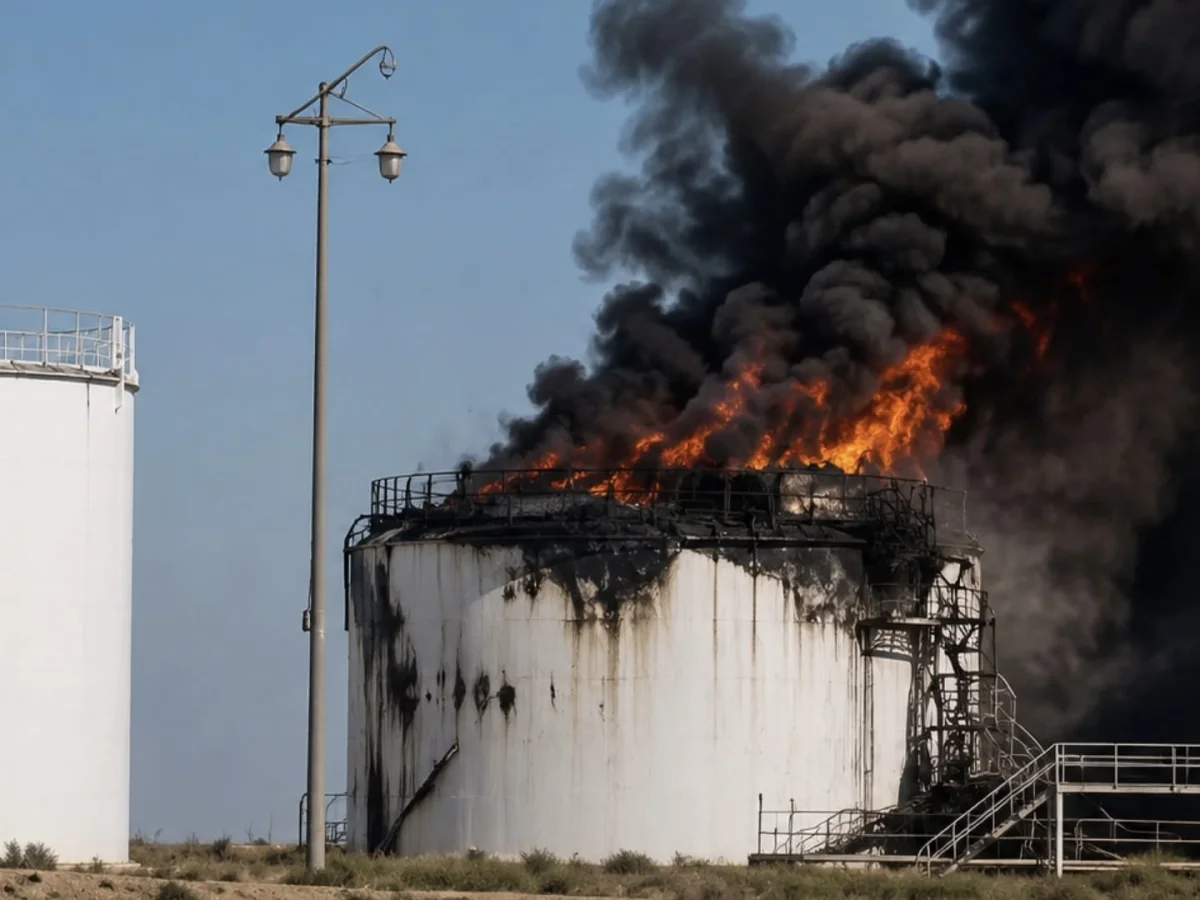 На месторождении в Мангистау загорелся нефтяной резервуар