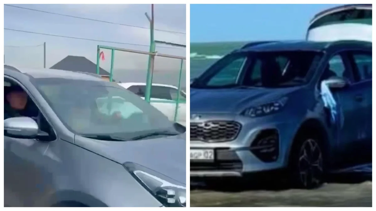 Алматинец заехал на автомобиле в воду Балхаша рядом с купающимися детьми (ВИДЕО)