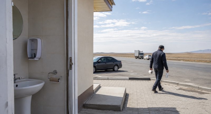 Водители в Казахстане воруют бумагу и мыло в придорожных туалетах
