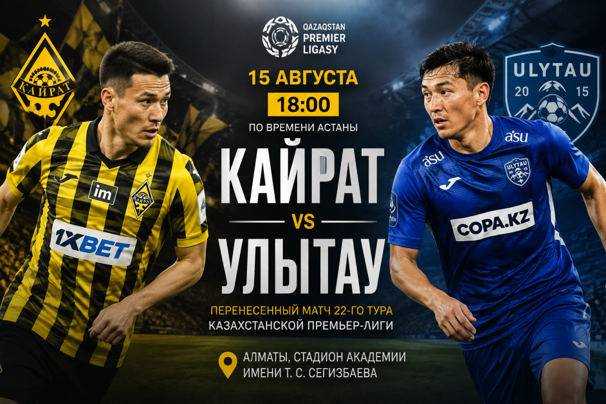 «Кайрат» и «Улытау» встретятся в перенесенном матче КПЛ