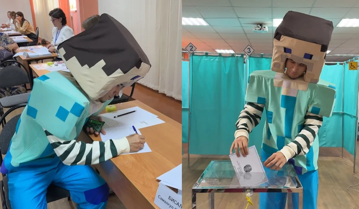 Герой Minecraft появился на избирательном участке в Уральске