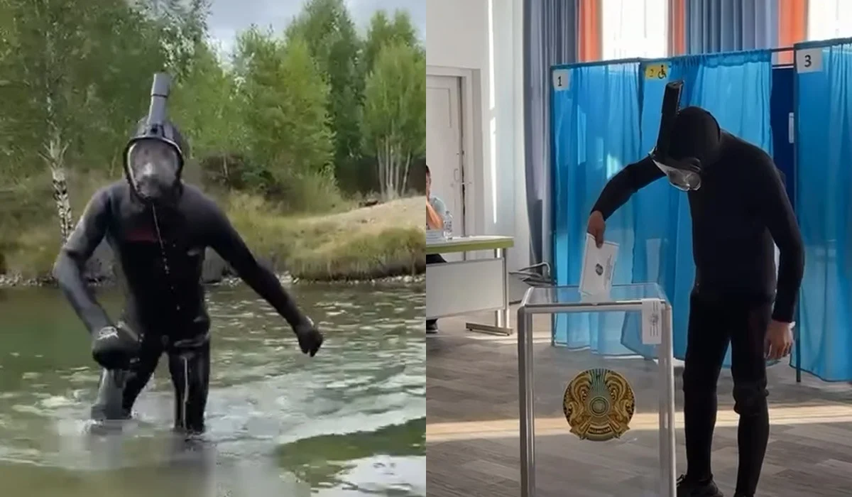 Из воды - на выборы: водолаз проголосовал на выборах Курултая в ВКО