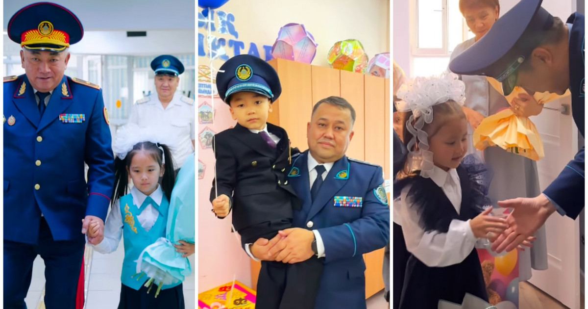  Қызмет бабында қаза тапқан әріптестерінің балаларын 1-сыныпқа ертіп барған полицейлер көпті елжіретті 