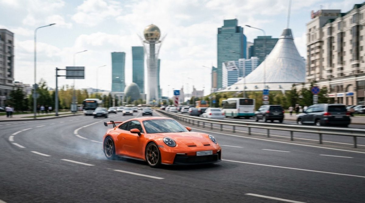 Астананың қақ ортасында Porsche көлігінің жүргізушісі 197 км/сағ жылдамдықпен жүрген